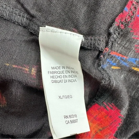 Lucky Brand Short Sleeve Top Womens XL Flutter Sleeves Beaded Tribal Relaxed Fit - Picture 6 of 8